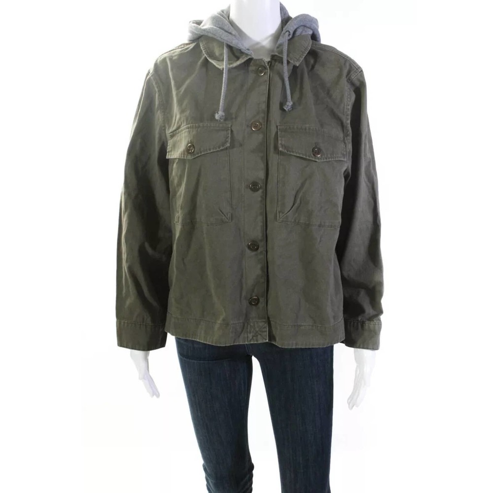 Debby Collection Hooded Button  Utility Jacket